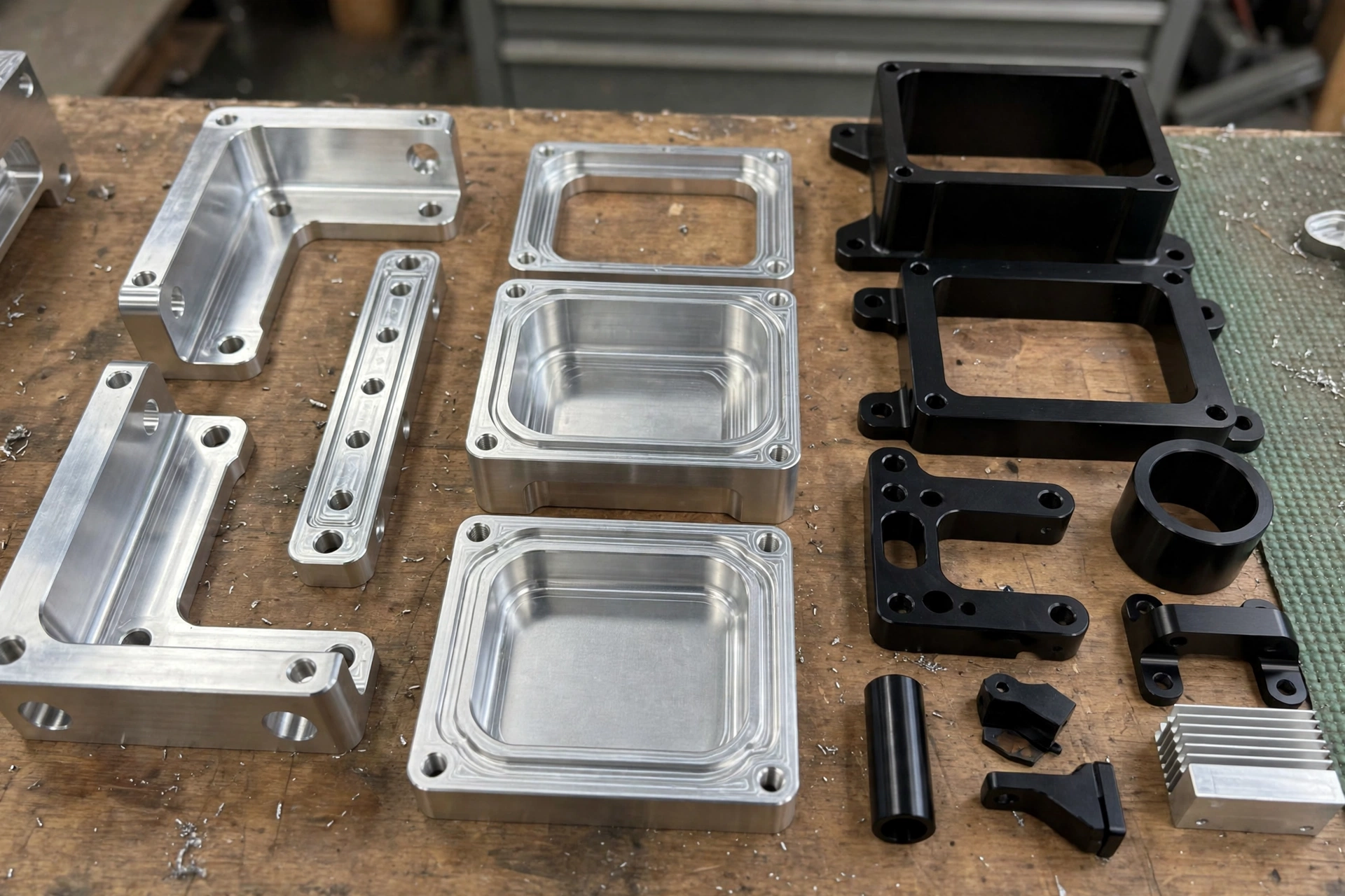6061 Aluminum CNC Machining: Properties, Tolerances & Finishes for 6061-T6 Parts 2 Finished CNC machined 6061 aluminum parts with anodized finishes.